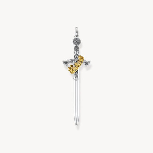 Thomas Sabo Sterling Silver Gold-Plated Pendant Sword with Crown PE901-849-7