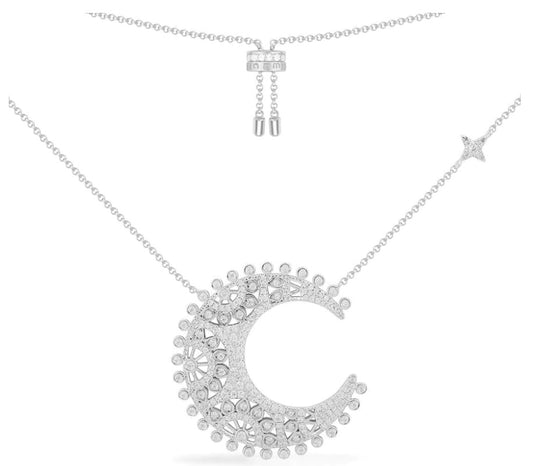 APM Adjustable Moon Statement Necklace Silver AC5531OX