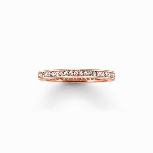 Thomas Sabo Sterling Silver Cubic Zirconia Rose Gold Plated Eternity Pavé Ring TR1983-416-14-60