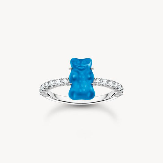 Thomas Sabo HARIBO Sterling Silver Ring with Blue Mini Sized Goldbears & Zirconia TR2459-052-1