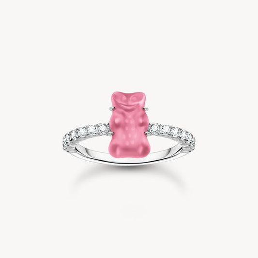 Thomas Sabo HARIBO Sterling Silver Ring with Pink Mini Sized Goldbears & Zirconia TR2459-052-9