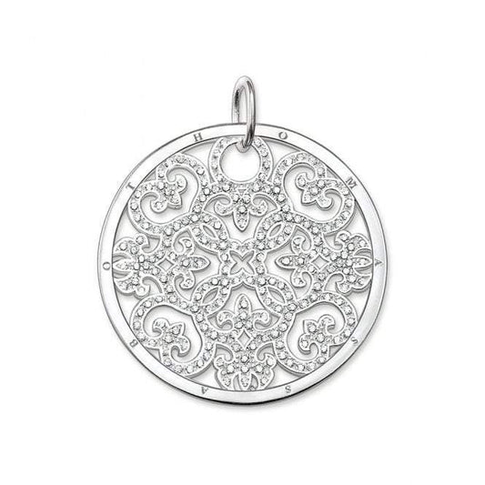 Thomas Sabo Sterling Silver Cubic Zirconia Abarasque Disc Pendant Large PE433-051-14