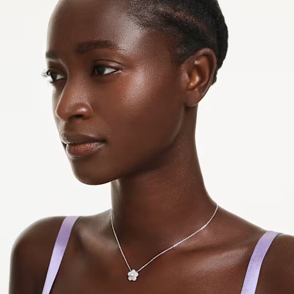 Ariana Grande x Swarovski pendant Crystal pearl, Round cut, Flower, White, Rhodium plated 5755817