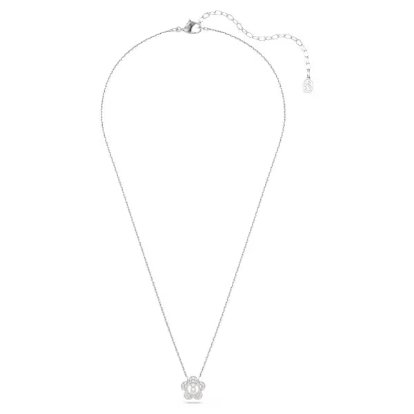 Ariana Grande x Swarovski pendant Crystal pearl, Round cut, Flower, White, Rhodium plated 5755817