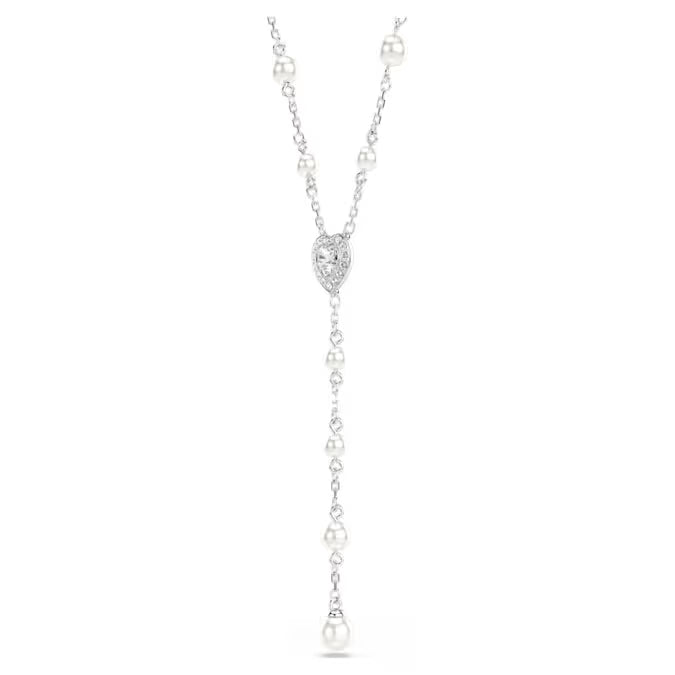 Swarovski Ariana Grande x Swarovski Y Necklace Mixed Cuts, Crystal Pearl, Heart, White, Rhodium Plated 5720855