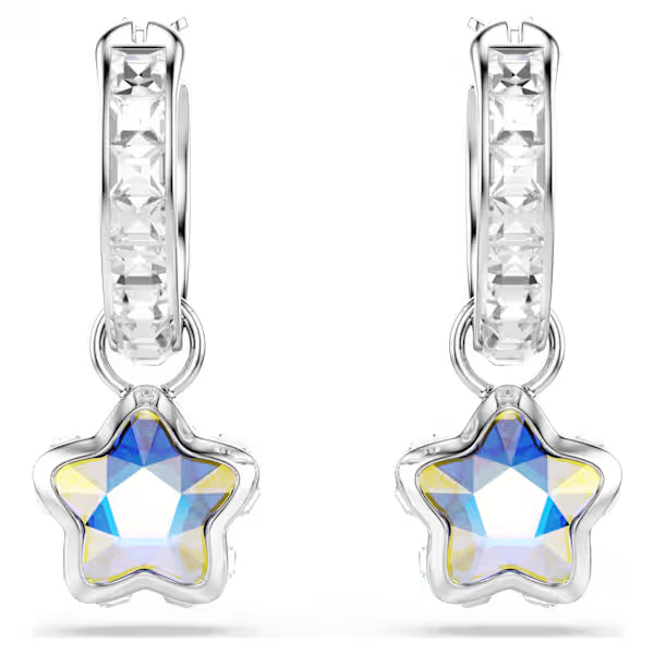 Swarovski Chroma Drop Earrings Mixed Cuts, Star, White, Rhodium Plated 5754172
