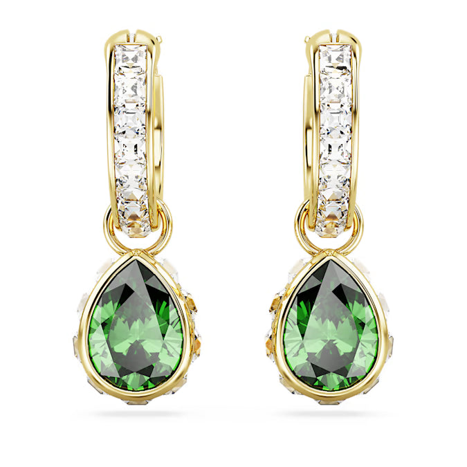 Swarovski Chroma Drop Earrings Pear cut, Green, Gold-Tone Plated 5662922