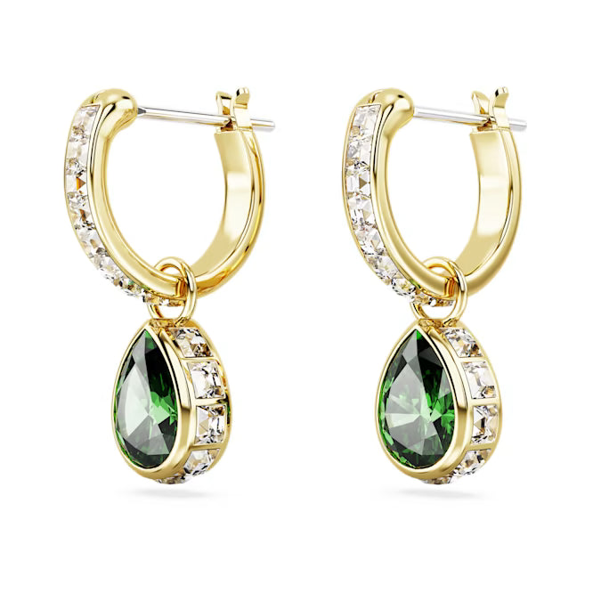Swarovski Chroma Drop Earrings Pear cut, Green, Gold-Tone Plated 5662922