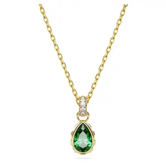 Swarovski Chroma pendant Pear cut, Green, Gold-tone plated 5648751