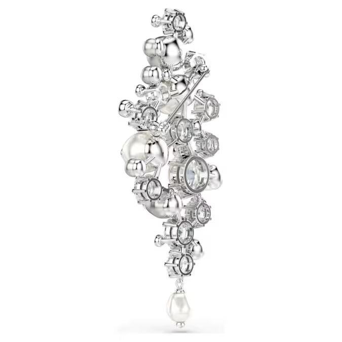 Swarovski Constella Brooch Crystal Pearl, Round Cut, White, Rhodium Plated 5722516