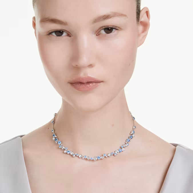 Swarovski Constella necklace Mixed cuts, Blue, Rhodium plated 5732255