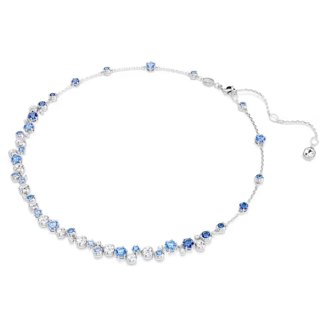 Swarovski Constella necklace Mixed cuts, Blue, Rhodium plated 5732255