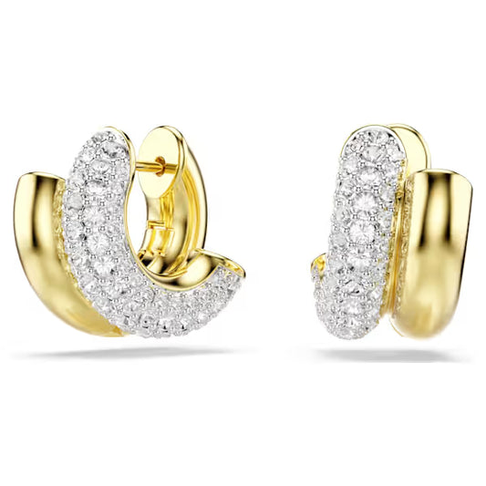 Swarovski Dextera Hoop Earrings Round Cut, Mini, White, 18k gold-Plated finish 5740735