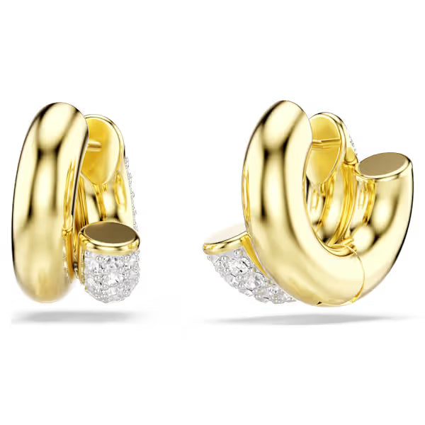 Swarovski Dextera Hoop Earrings Round Cut, Mini, White, 18k gold-Plated finish 5740735