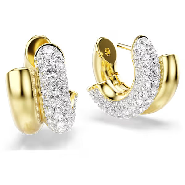 Swarovski Dextera Hoop Earrings Round Cut, Mini, White, 18k gold-Plated finish 5740735