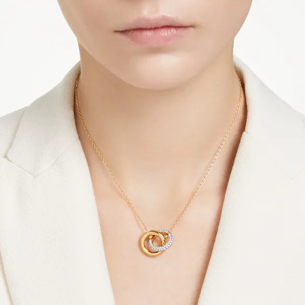 Swarovski Dextera pendant Interlocking loop, White, Gold-tone plated  5668820