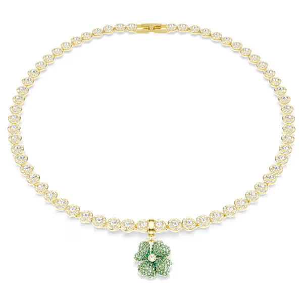 Swarovski Idyllia Charm Mixed Cuts, Clover, Green, 18k Gold-Plated finish 5743130