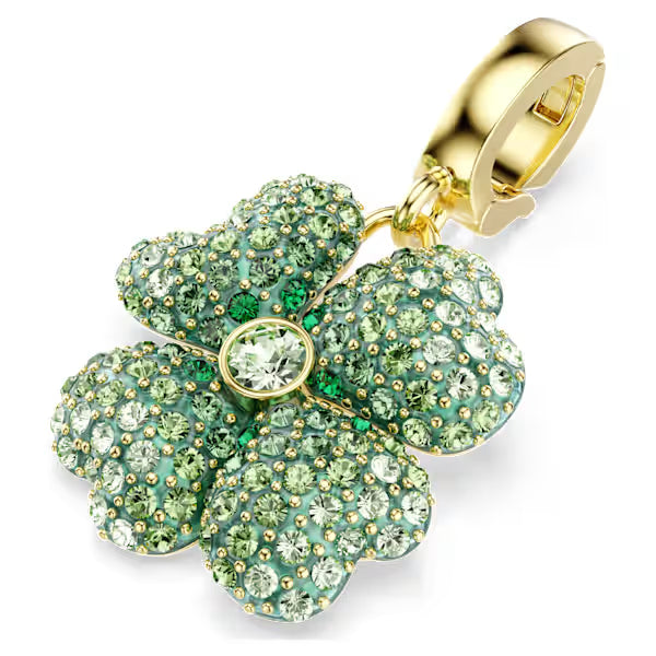 Swarovski Idyllia Charm Mixed Cuts, Clover, Green, 18k Gold-Plated finish 5743130