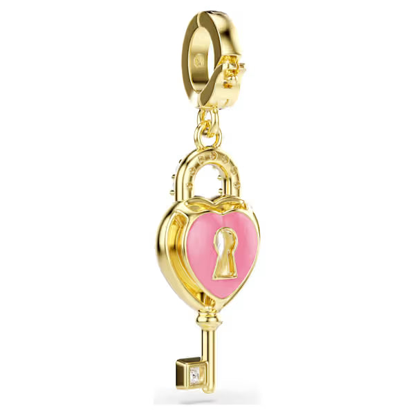 Swarovski Idyllia Charm Mixed Cuts, Heart with Key, White, 18k Gold-Plated finish 5742959