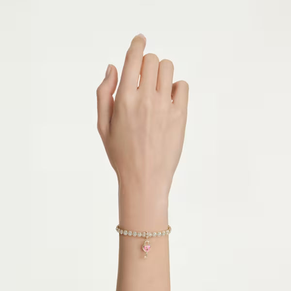 Swarovski Idyllia Charm Mixed Cuts, Heart with Key, White, 18k Gold-Plated finish 5742959