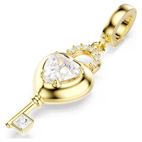 Swarovski Idyllia Charm Mixed Cuts, Heart with Key, White, 18k Gold-Plated finish 5742959