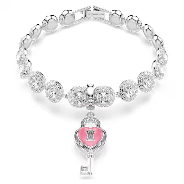 Swarovski Idyllia Charm Mixed Cuts, Heart with Key, White, Rhodium plated 5742957