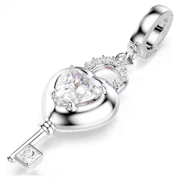 Swarovski Idyllia Charm Mixed Cuts, Heart with Key, White, Rhodium plated 5742957