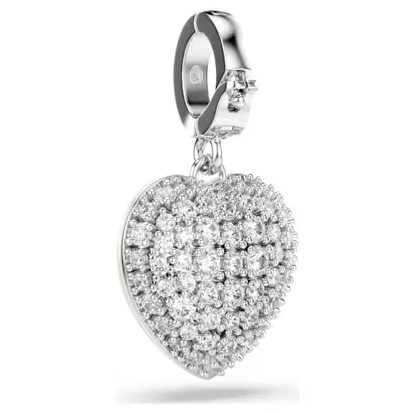 Swarovski Idyllia Charm Mixed Cuts, Pearl-Coloured Coating, Heart, White, Rhodium Plated 5742960