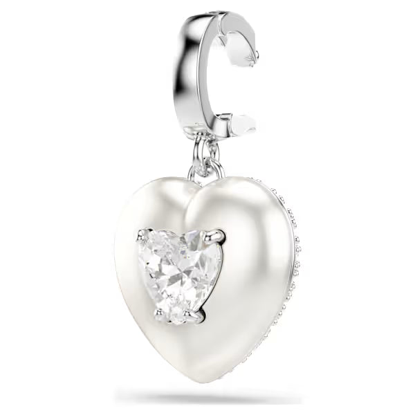 Swarovski Idyllia Charm Mixed Cuts, Pearl-Coloured Coating, Heart, White, Rhodium Plated 5742960