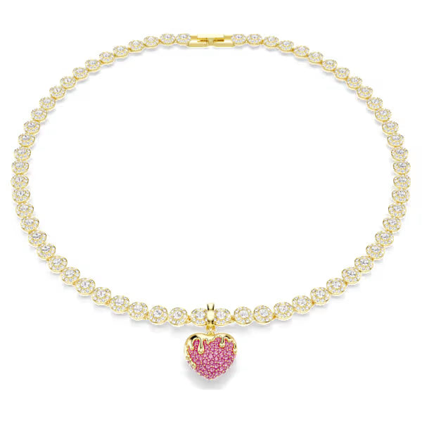 Swarovski Idyllia Charm Round Cut, Heart, Pink, 18k Gold-Plated Finish 5742953