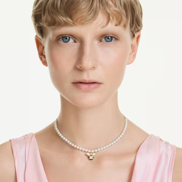 Swarovski Idyllia Choker Crystal Pearl, Mixed Cuts, Bee, White, 18k Gold-Plated Finish 5742677