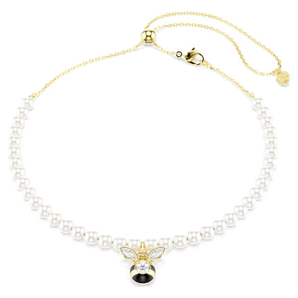 Swarovski Idyllia Choker Crystal Pearl, Mixed Cuts, Bee, White, 18k Gold-Plated Finish 5742677