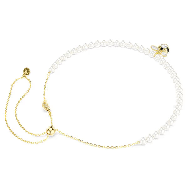 Swarovski Idyllia Choker Crystal Pearl, Mixed Cuts, Bee, White, 18k Gold-Plated Finish 5742677