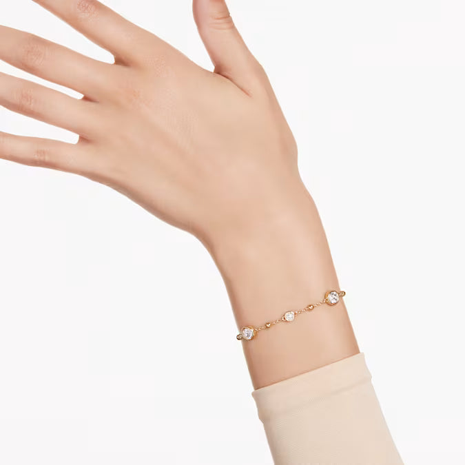 Swarovski Imber Bracelet Round Cut, Scattered Design, White, Gold-Tone Plated 5680094