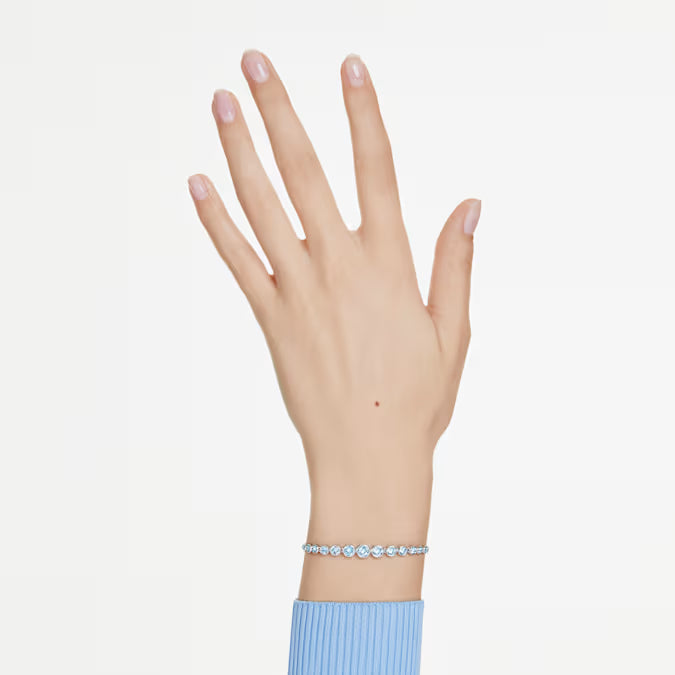 Swarovski Imber Tennis Bracelet Mixed Round Cuts, Blue, Rhodium Plated 5719282