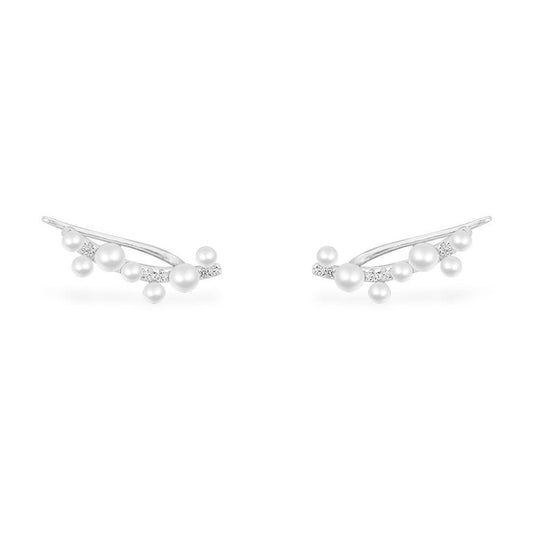 APM ETERNELLE  Pearl Climber Silver Earrings AE12653XPL