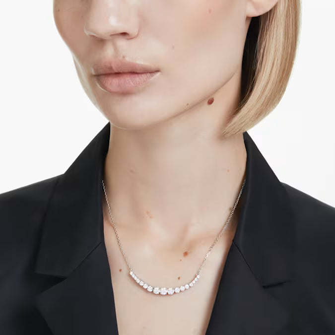 Swarovski Matrix necklace Gradient of round cuts, White, Rhodium plated 5705396