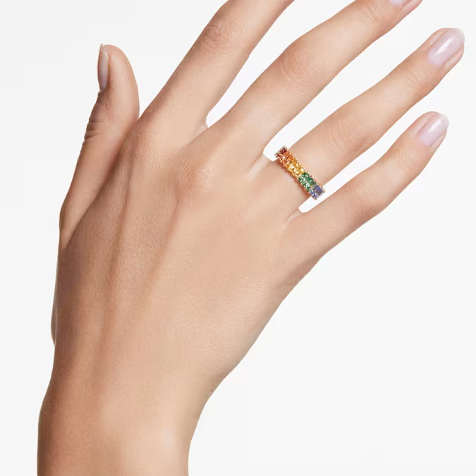 Swarovski Matrix Ring Baguette Cut, Multicoloured, Gold-Tone Plated 5686631 5685653 5686633