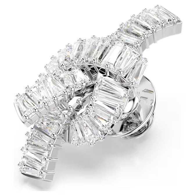 Swarovski Matrix Tack Pin Baguette Cut, Knot, White, Rhodium Plated 5731102