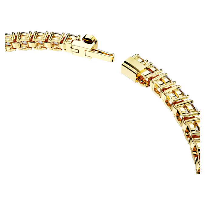 Swarovski Matrix Tennis Bracelet Round Cut, White, Gold-Tone Plated 5657664, 5657662