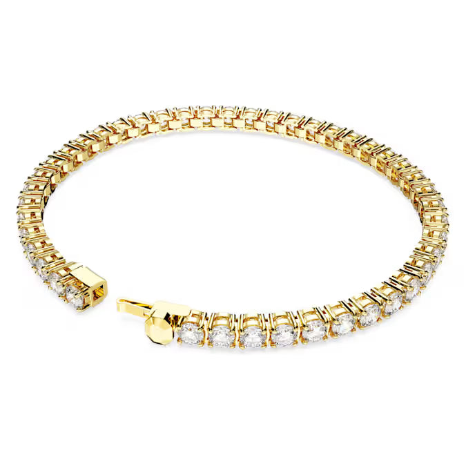 Swarovski Matrix Tennis Bracelet Round Cut, White, Gold-Tone Plated 5657664, 5657662