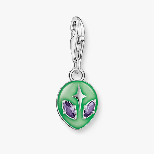 Thomas Sabo Sterling Silver Alien Charm With Green Enamel 2050-041-6