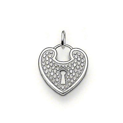 Thomas Sabo Sterling Silver Cubic Zirconia Heart Shaped Padlock Pendant  PE455-051-14