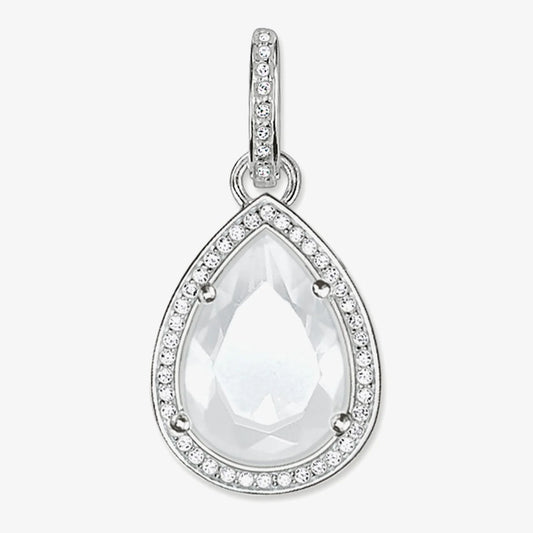 Thomas Sabo Sterling Silver Pear Shaped Milky Quartz Cubic Zirconia Pendant PE696-690-14