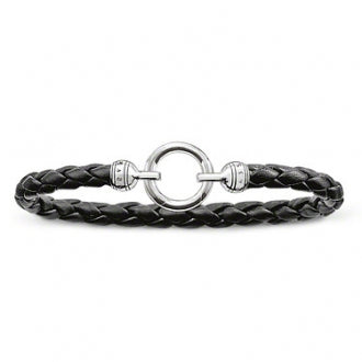 Thomas Sabo Silver & Black Leather Bracelet LB42-008-11-S