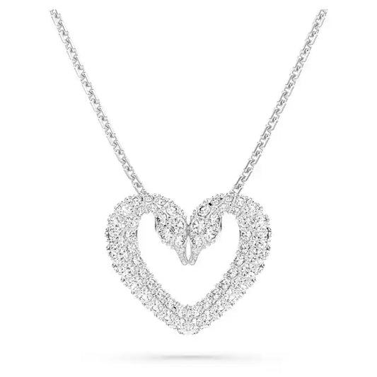 Swarovski Sublima pendant Heart, Medium, White, Rhodium plated 5625533