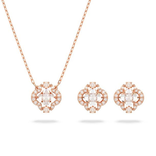 Swarovski Una set Mixed cuts, Clover, White, Rose gold-tone plated 5642930 5516488 5604204