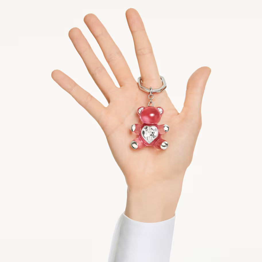 Swarovski Teddy key ring Bear, Pink, Rhodium plated 5735365