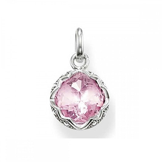 Thomas Sabo Glam And Soul Sterling Silver Cubic Zirconia Synthetic Pink Corundum Lotus Pendant PE686-640-9