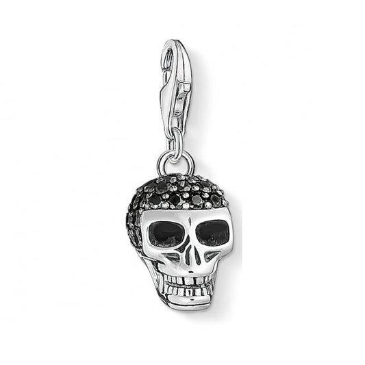 Thomas Sabo Sterling Silver & Black C.Z Pave Skull Charm 1547-643-11